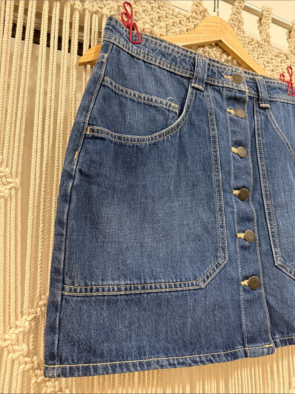 Old Navy NWT Dark Blue Button-Front Denim Mini Skirt - Picture 4 of 7